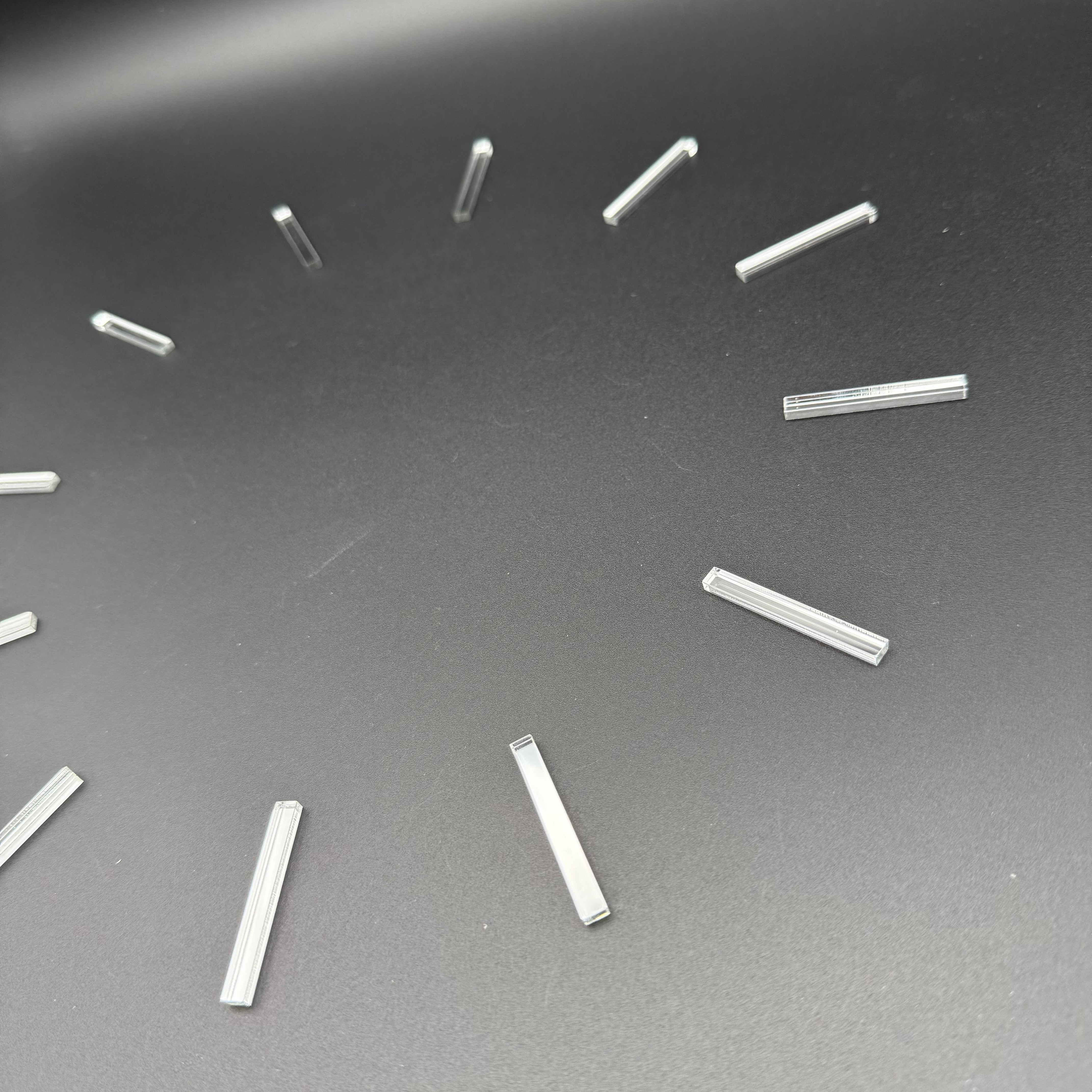 Striche für Uhrenherstellung aus Spiegelacryl – Uhrmarkierungen – Set aus 12 Stablinien – Markierungen für DIY Wanduhren