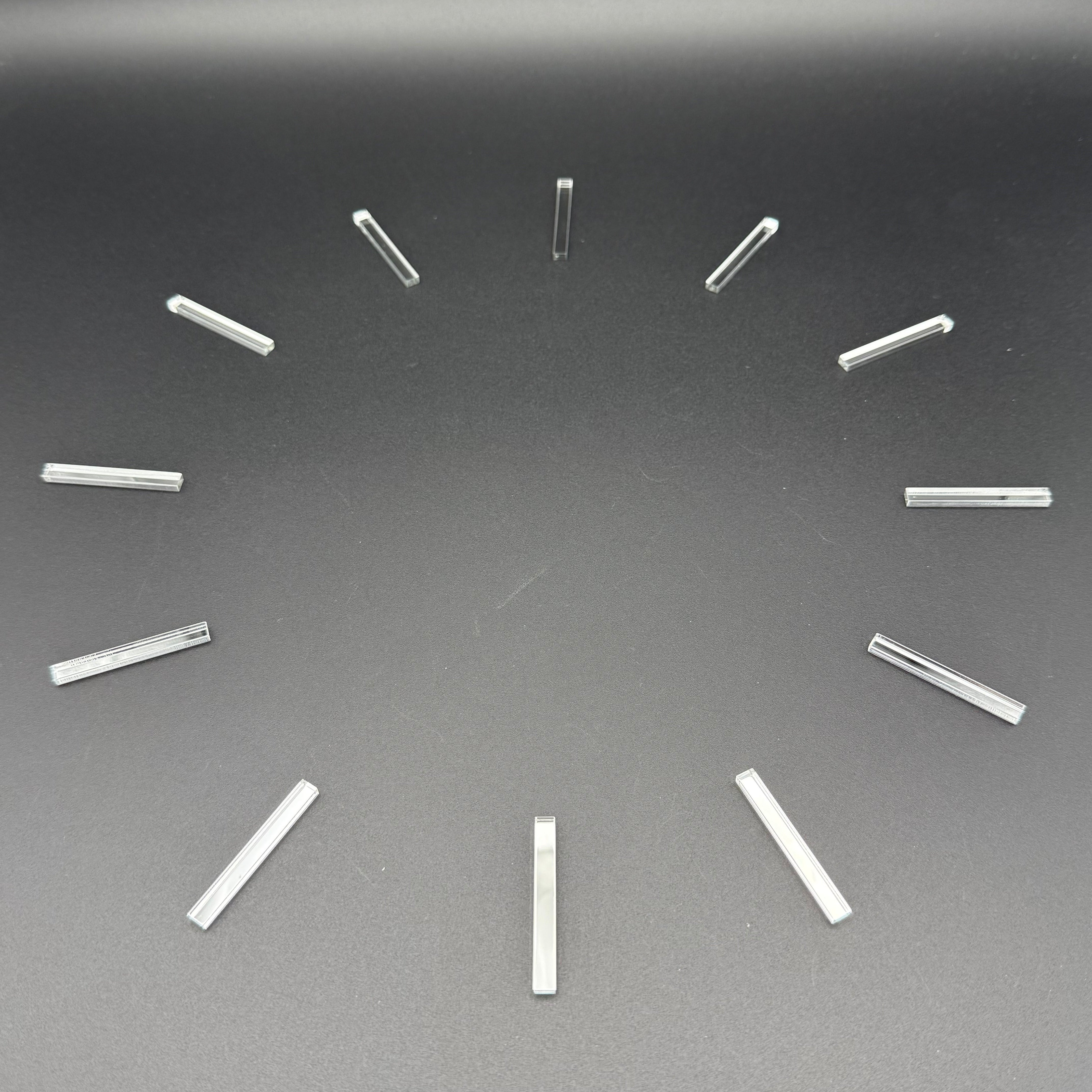 Striche für Uhrenherstellung aus Spiegelacryl – Uhrmarkierungen – Set aus 12 Stablinien – Markierungen für DIY Wanduhren