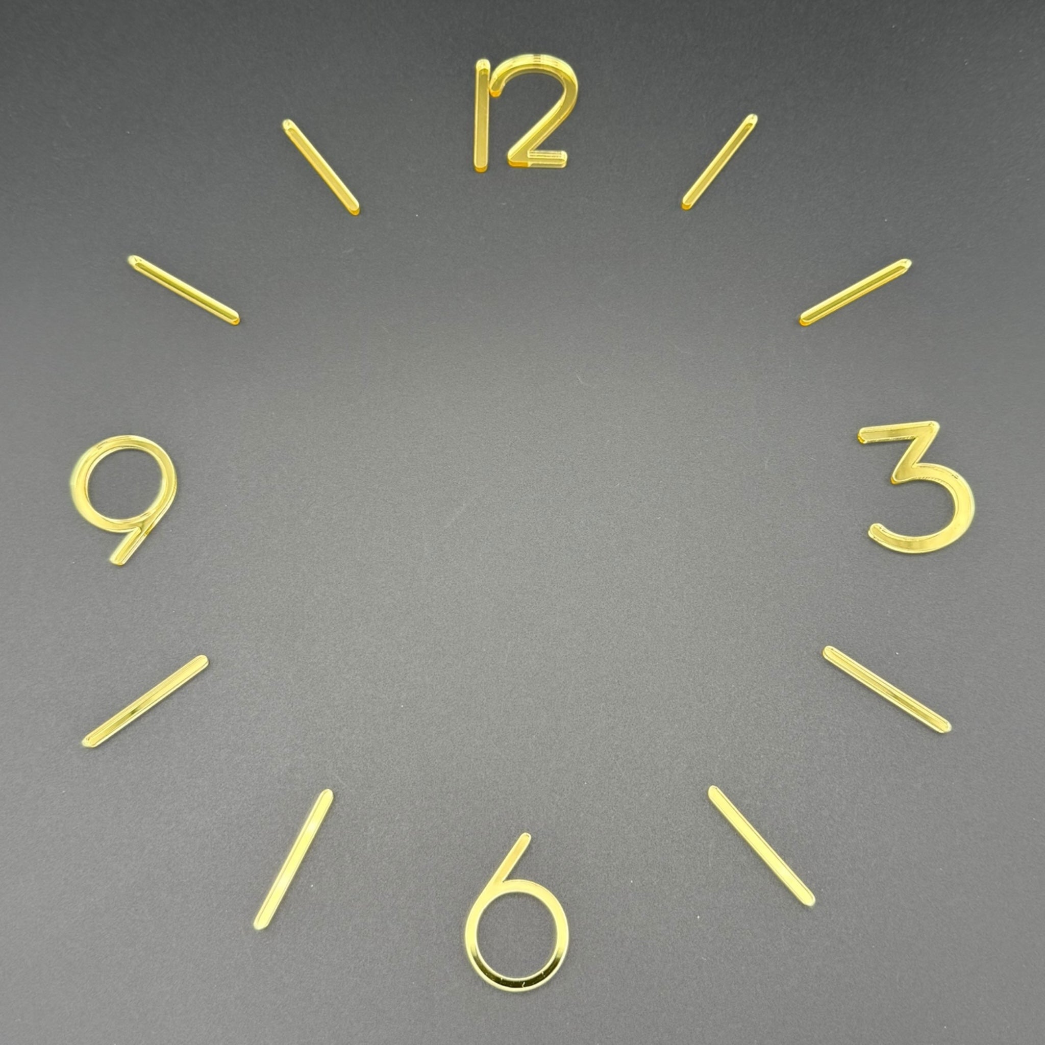 Moderne DIY Uhr mit Spiegelzahlen gestalten | Ziffern 3 bis 12 im 4er Set | Ideal für Resin, Holz oder Wanddesign | Optional mit Markierungen