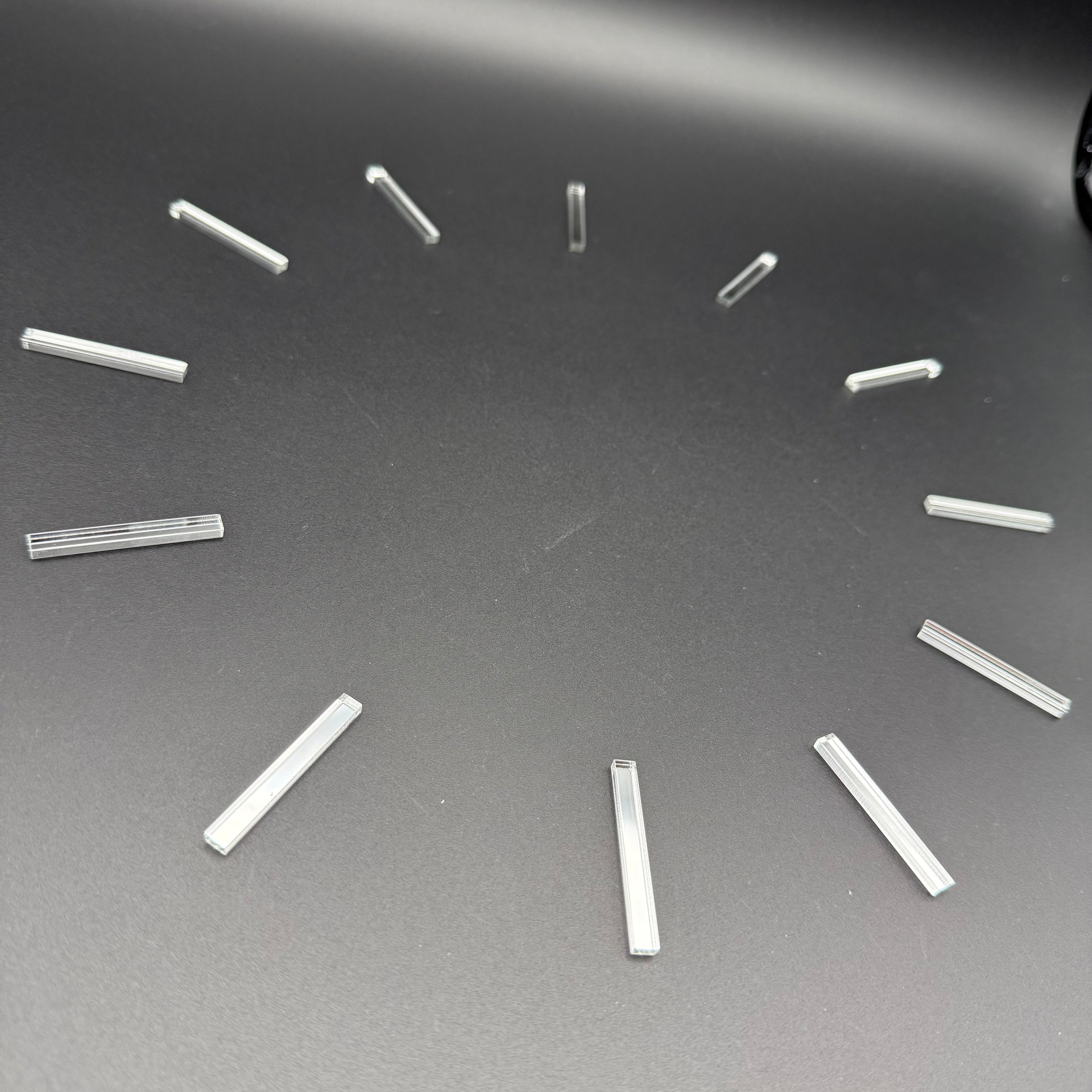 Striche für Uhrenherstellung aus Spiegelacryl – Uhrmarkierungen – Set aus 12 Stablinien – Markierungen für DIY Wanduhren
