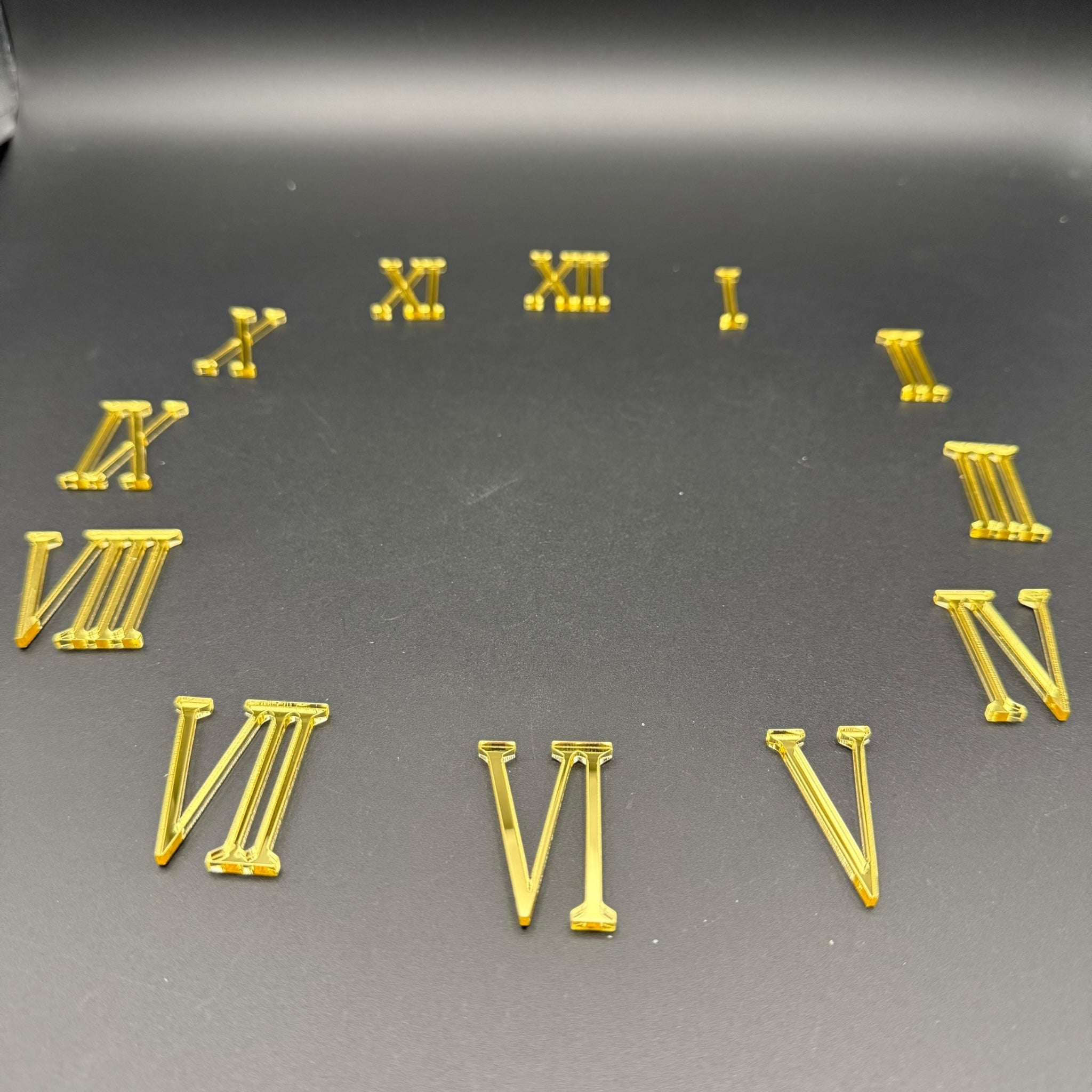 Zahlen für Uhrenherstellung aus Spiegelacryl – ROMA – Zahlen I bis XII – Römische Ziffern – Uhrziffern für DIY Wanduhren