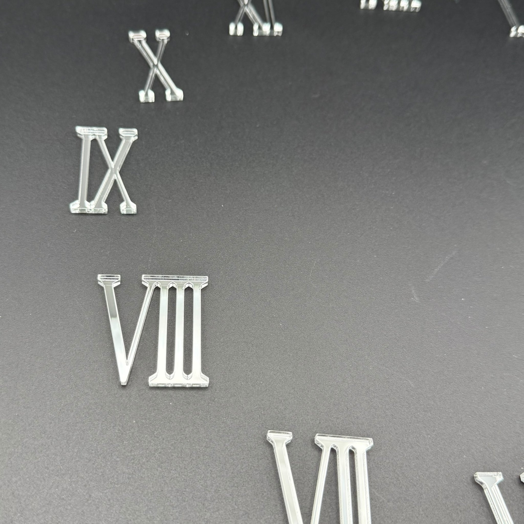 Zahlen für Uhrenherstellung aus Spiegelacryl – ROMA – Zahlen I bis XII – Römische Ziffern – Uhrziffern für DIY Wanduhren