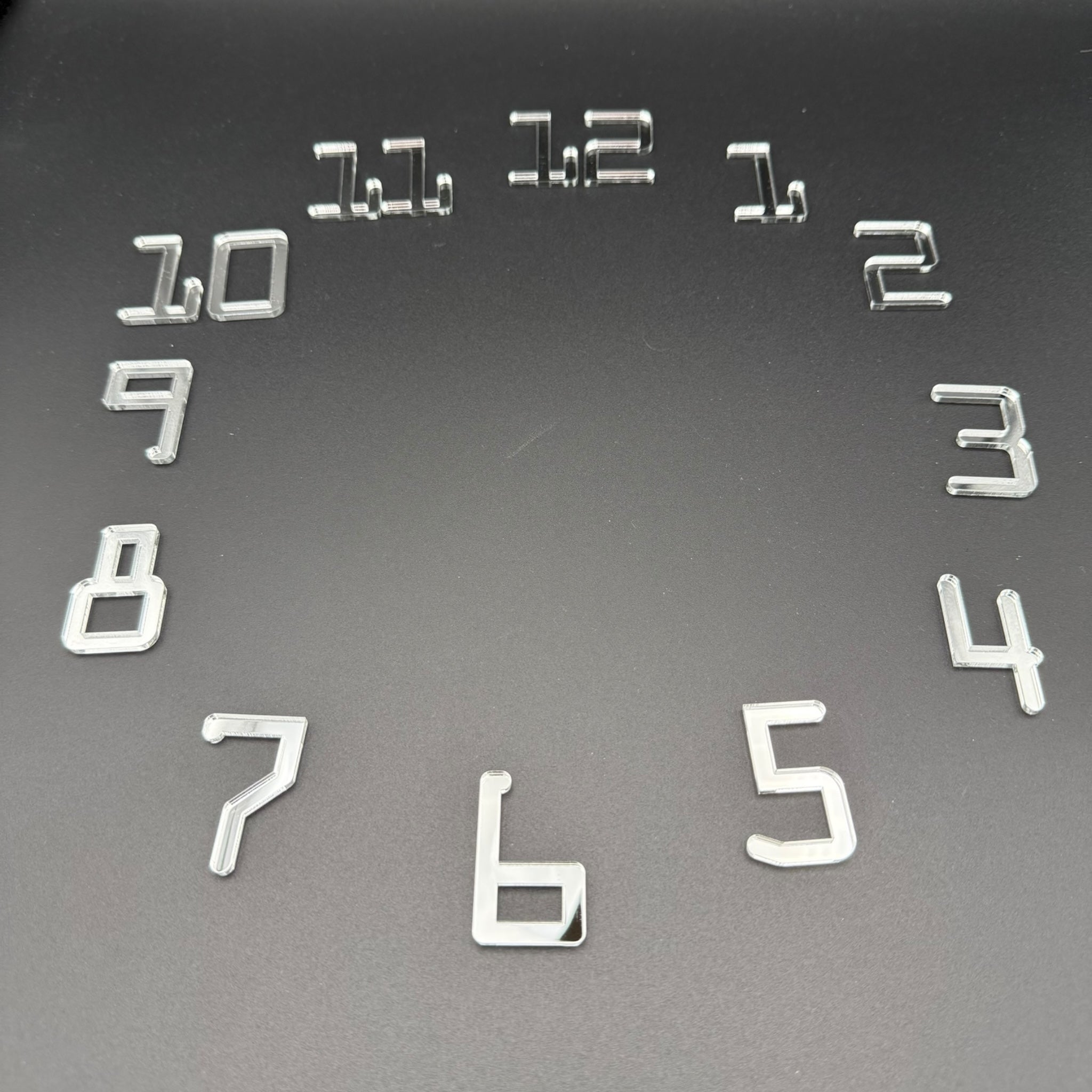 Zahlen für Uhrenherstellung aus Spiegelacryl – OCRA – Zahlen 1 bis 12 – Arabische Ziffern – Uhrziffern für DIY Wanduhren
