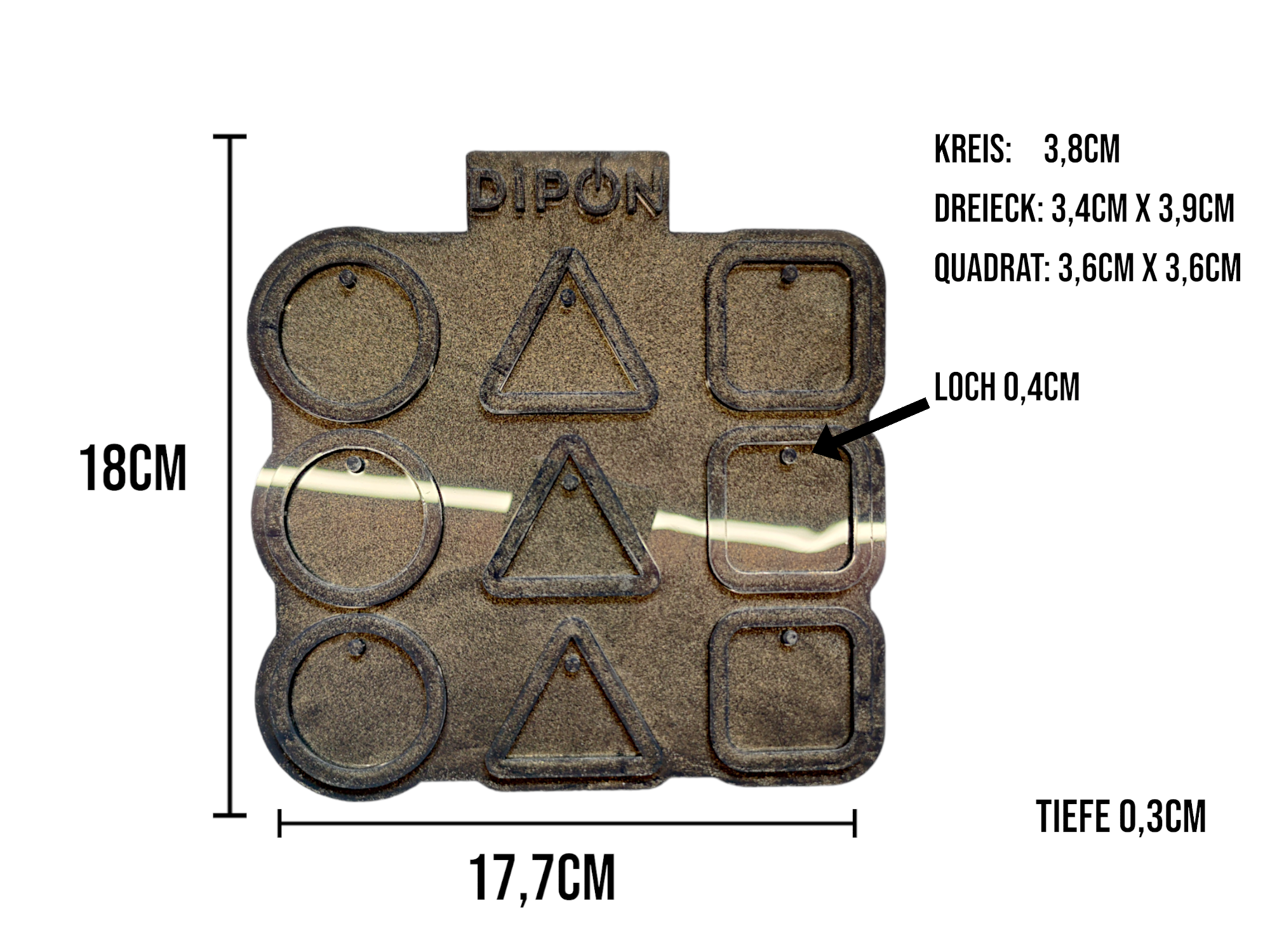 Mold No. 045 Anhänger Set Kreis, Dreieck, Viereck