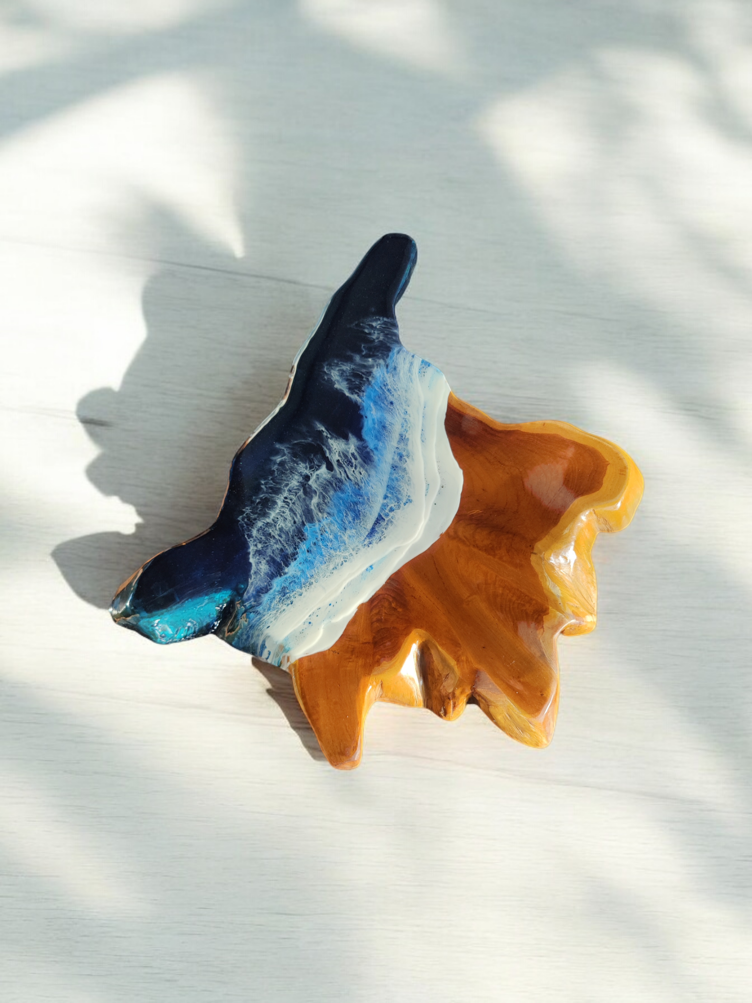 Tisch Holz Resin Welle