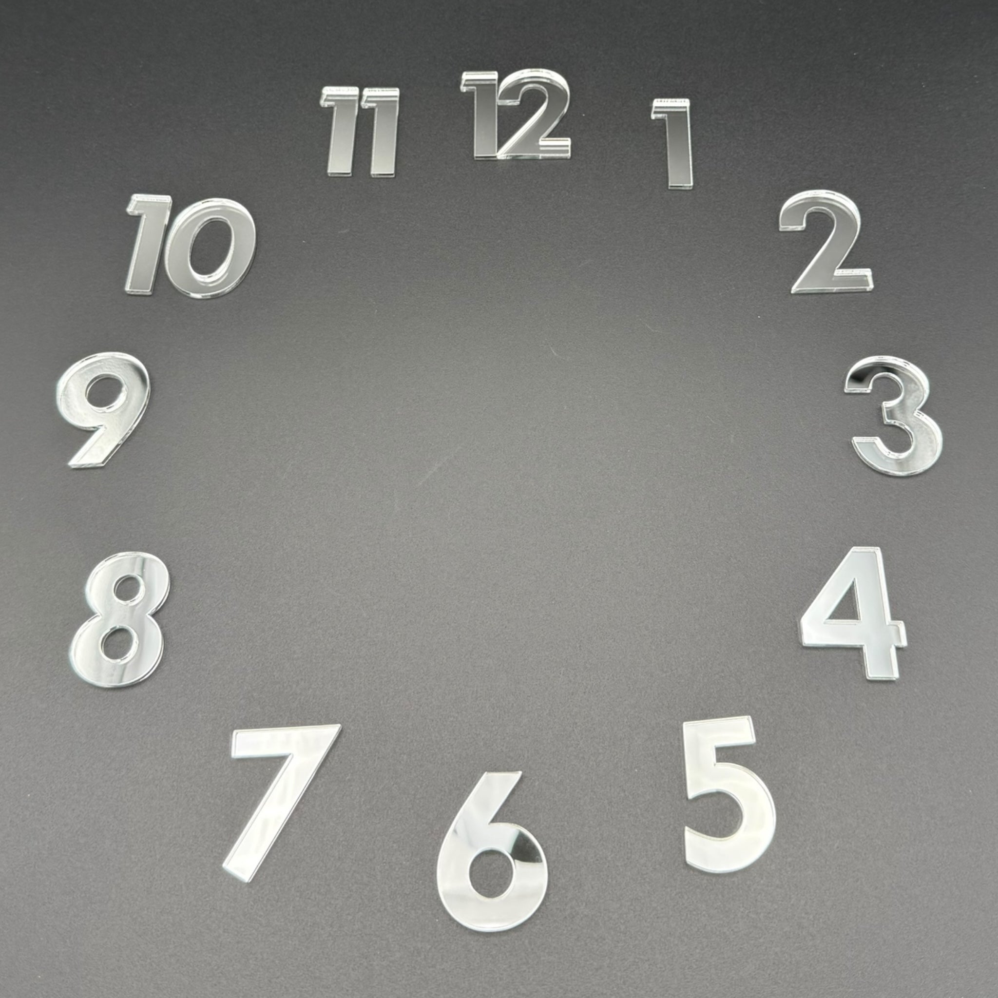 Arabische Zahlen aus Spiegelacryl | Classic Line Design 1–12 | Uhrziffern für Resin Art & moderne Deko