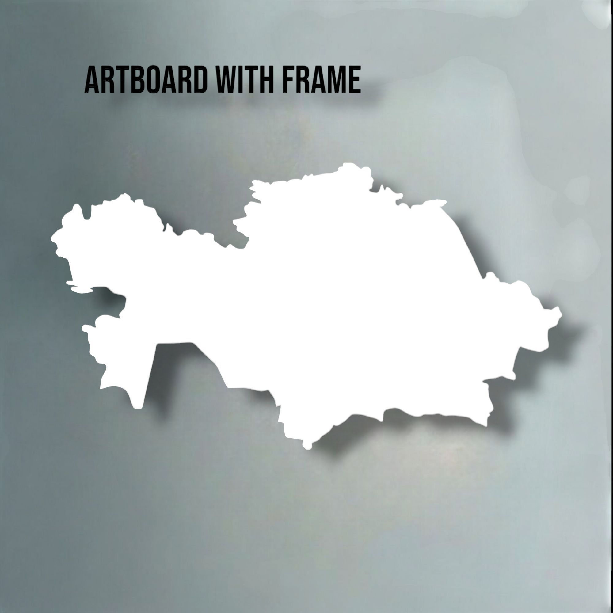 MDF Artboard in Kasachstan-Form mit strukturierter Oberfläche – Ideal für Resin, Alcohol Ink & Acryl. Perfekter Maluntergrund für kreative Kunstwerke mit optionalem LED-Rahmen für beeindruckende Hintergrundbeleuchtung. Weiß beschichtet & wasserfest.