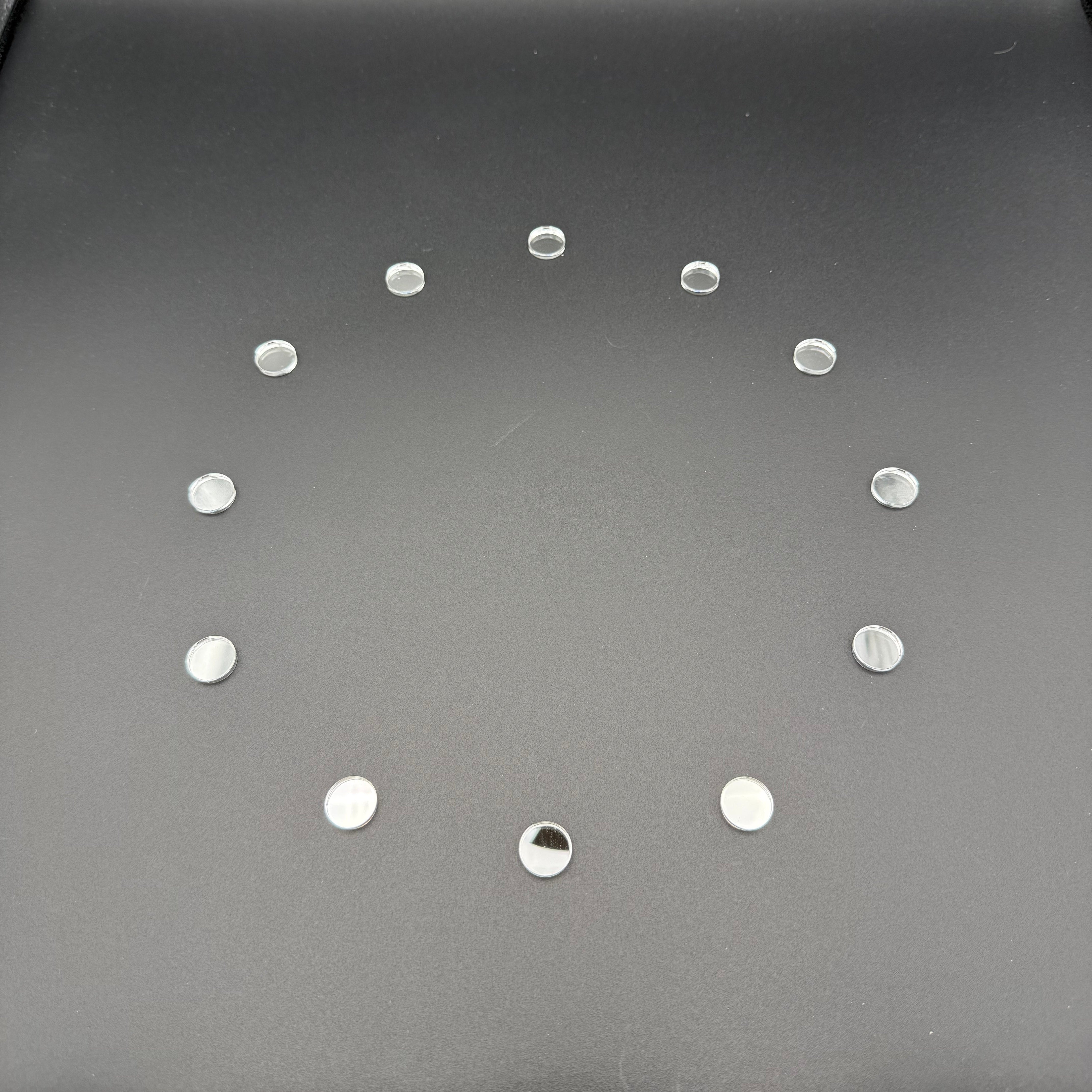 Punkte für Uhrenherstellung aus Spiegelacryl – DOT SET – 12 runde Markierungen – minimalistisches Uhrendesign aus Acryl
