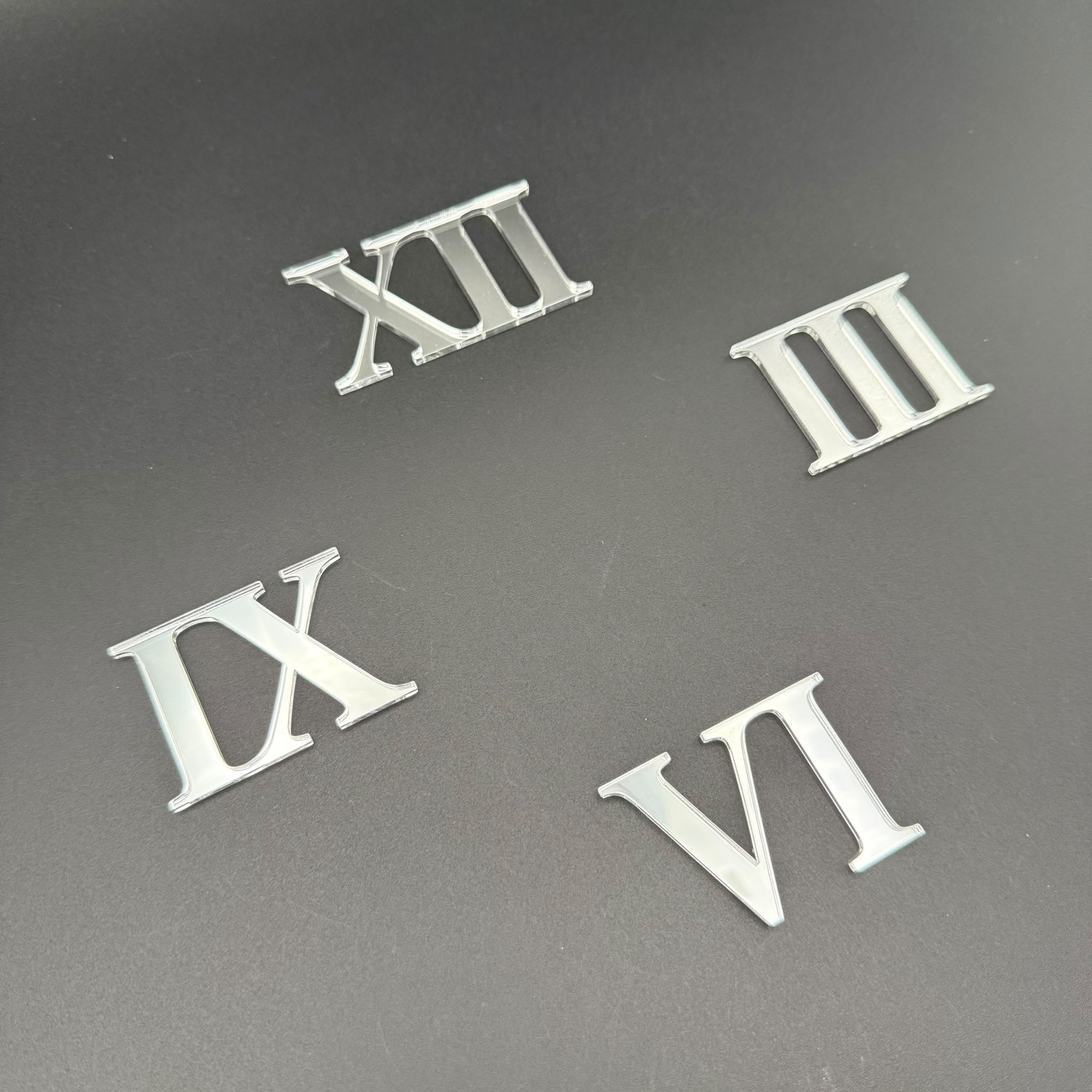 Uhrziffern CLASSIC LINE römisch | 4er-Set mit optionalen Punkten | Ideal für Resin Art, Holzuhren und moderne Wanduhren