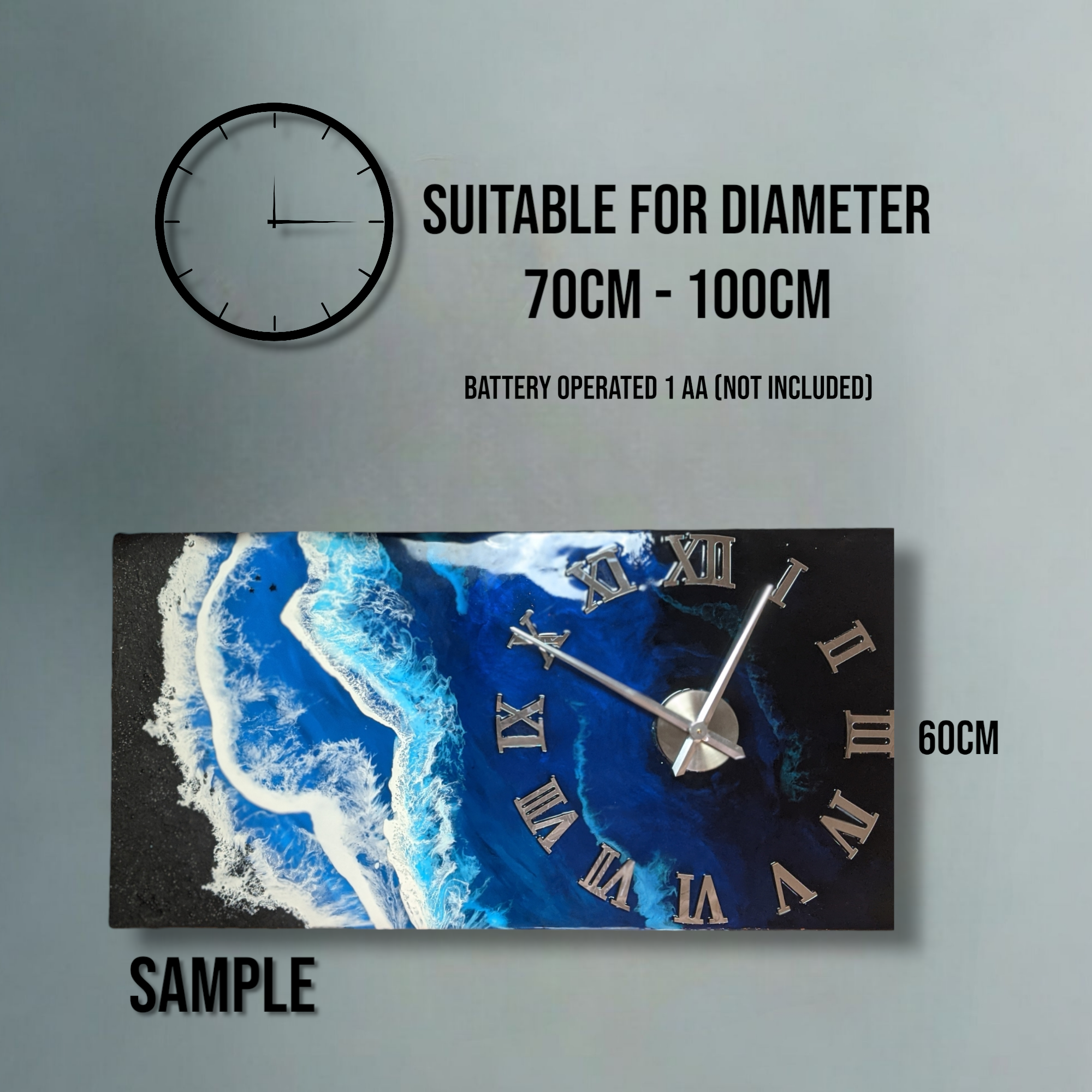 DIY-Uhrwerk mit extragroßen Zeigern | Verstellbare Wanduhr | Modernes Design